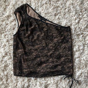BCBG One Shoulder Lace Top